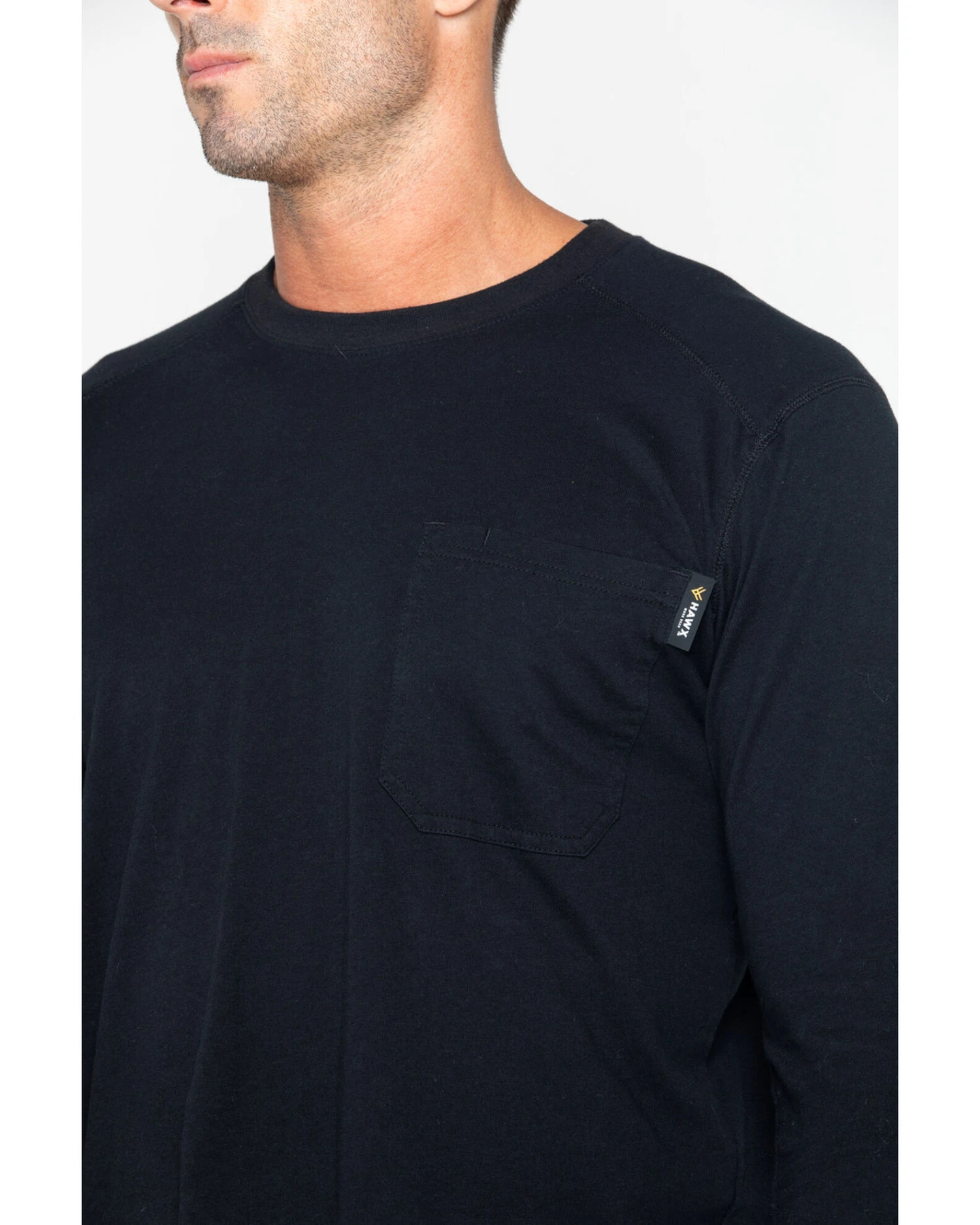 Hawx Men's Solid Pocket Crew Long Sleeve Work T-Shirt - Image 3