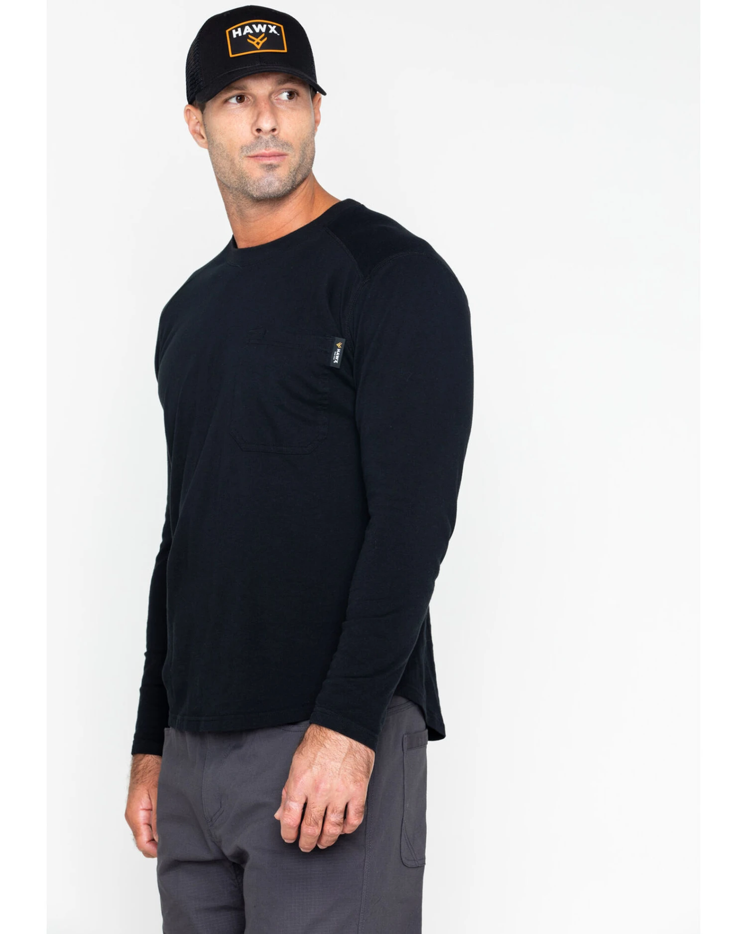 Hawx Men's Solid Pocket Crew Long Sleeve Work T-Shirt - Image 5