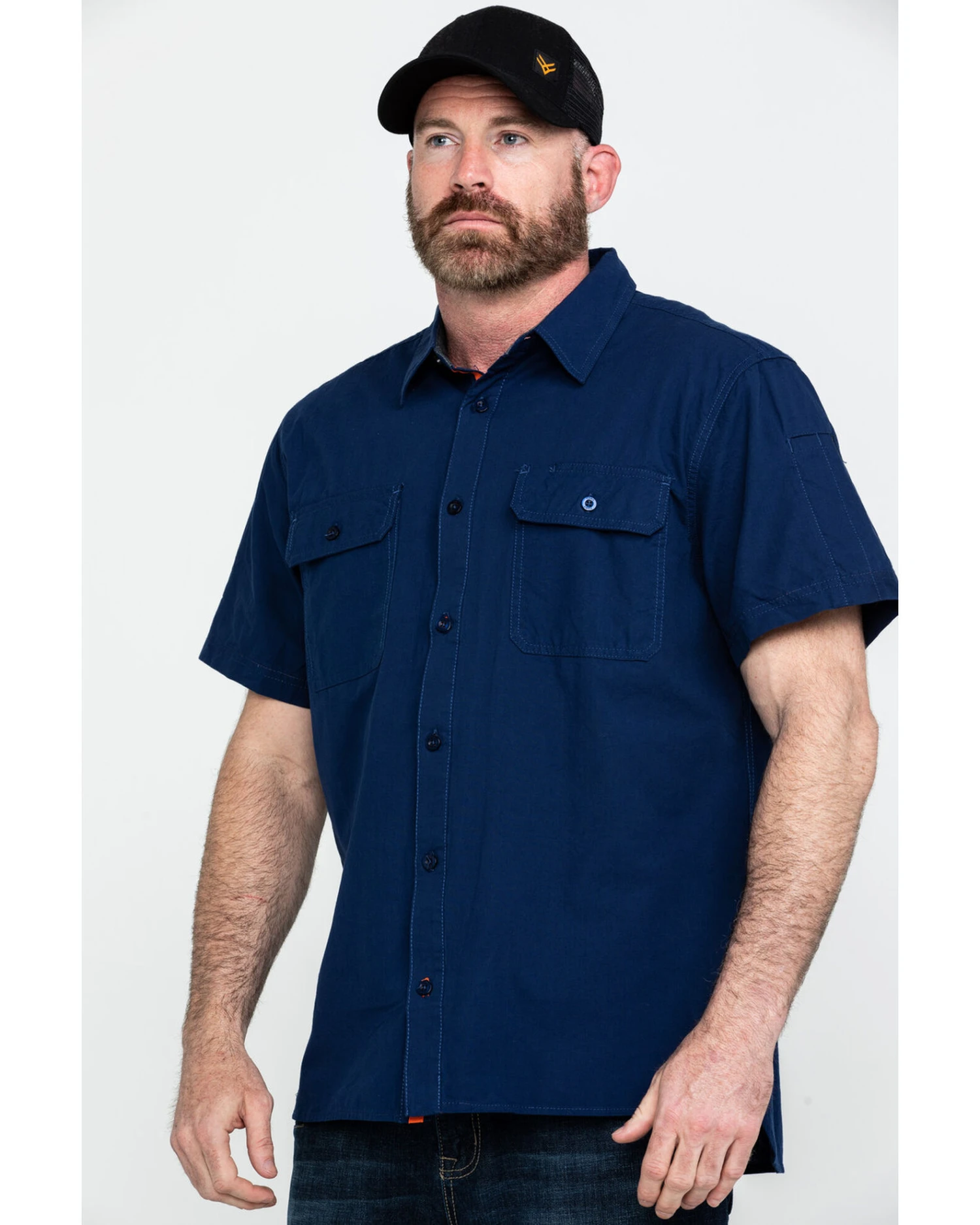 Hawx Men's Solid Yarn Dye Two Pocket Short Sleeve Work Shirt