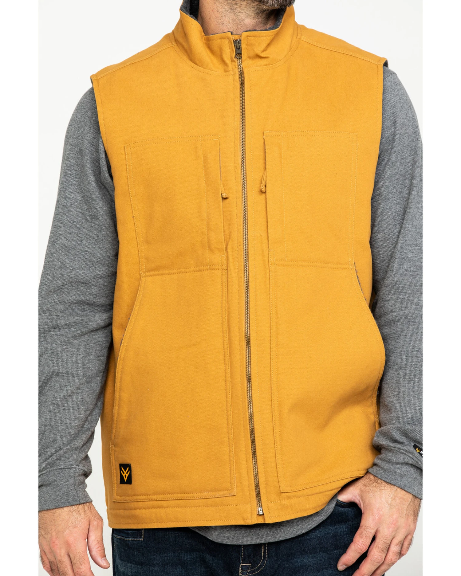 Hawx Men's Khaki Canvas Sherpa Lined Work Vest - Image 5