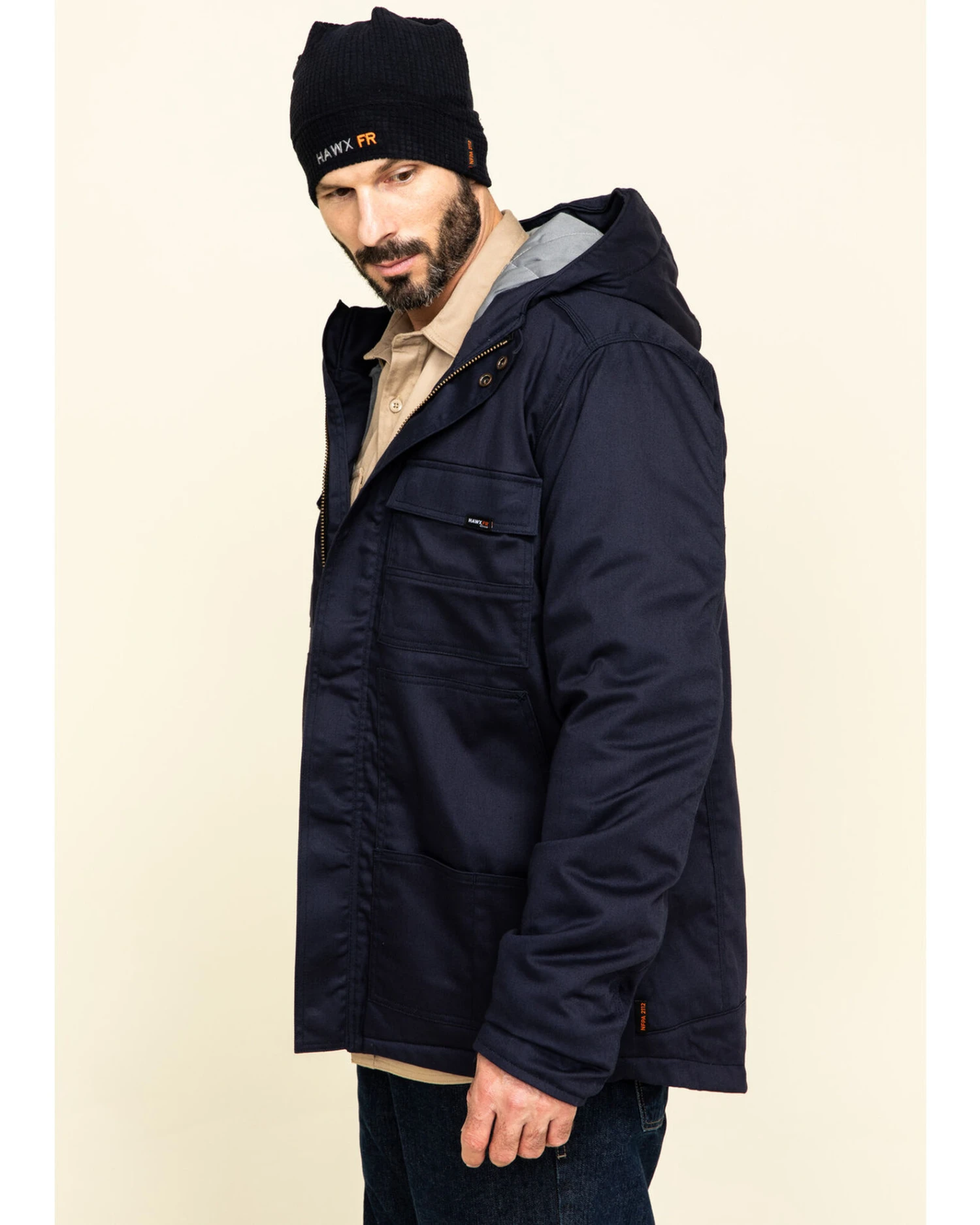 Hawx Men's FR Duck Hooded Work Jacket - Tall - Image 5