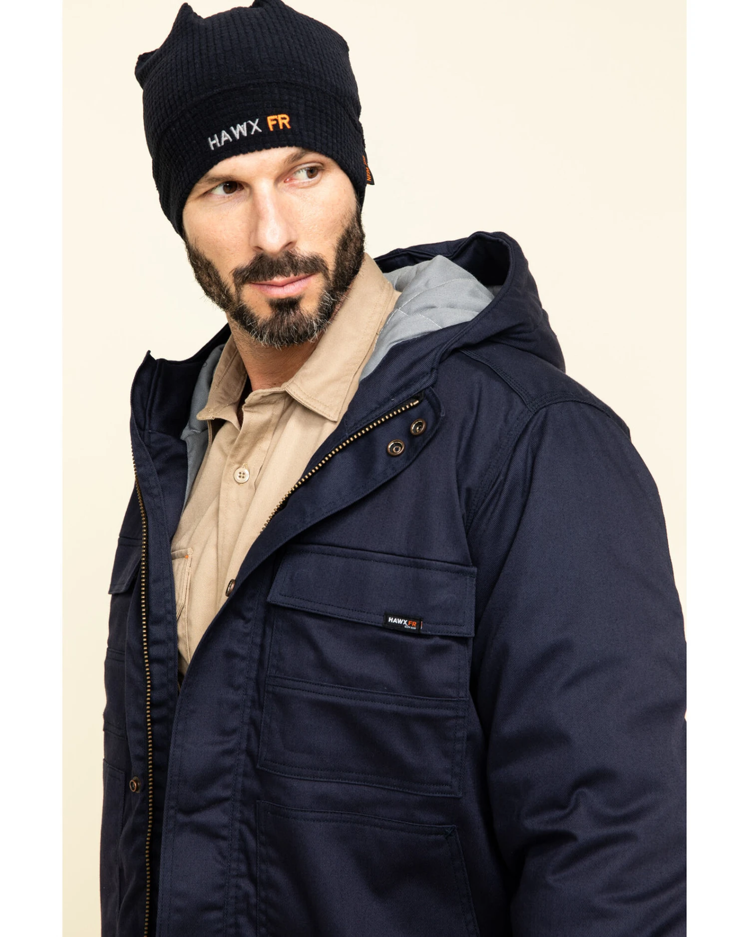 Hawx Men's FR Duck Hooded Work Jacket - Tall - Image 4