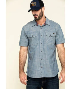 Hawx Men's Rancho Chambray Solid Short Sleeve Work ShirtÂ