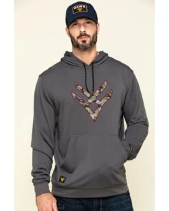 Hawx Men's Gray Tech Logo Hooded Work Sweatshirt - Tall