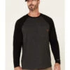 Hawx Men's Dark Gray Original Baseball Crew Long Sleeve Work T-Shirt 