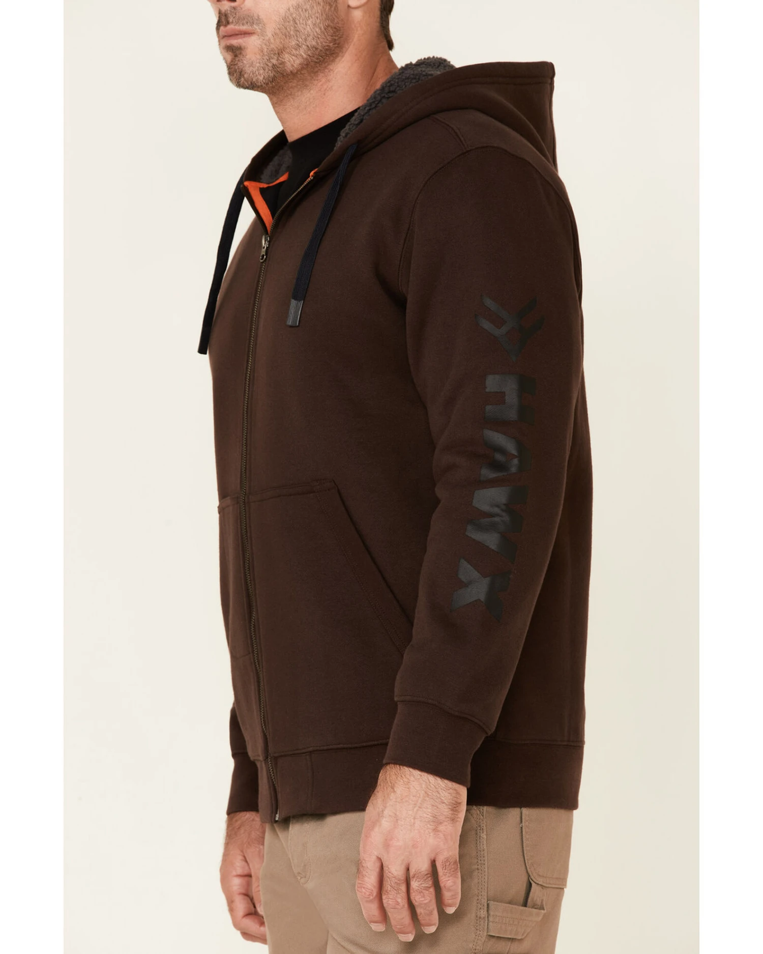 Hawx Men's Brown Martin Insulated Zip-Front Hooded Work Jacket - Image 3