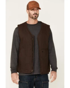 Hawx Men's Weathered Canvas Zip-Front Sherpa Lined Work Vest - Big