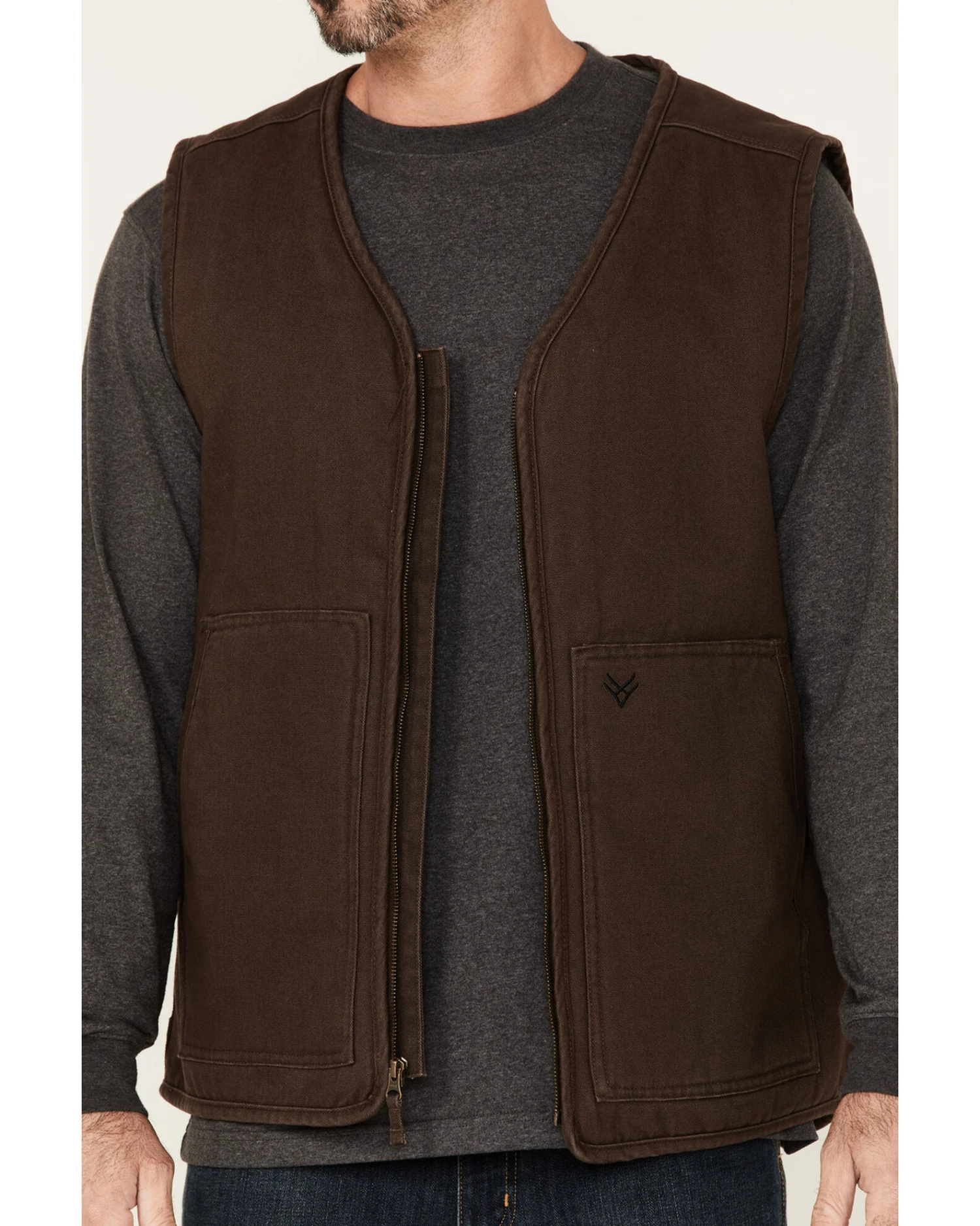 Hawx Men's Weathered Canvas Zip-Front Sherpa Lined Work Vest - Big - Image 4