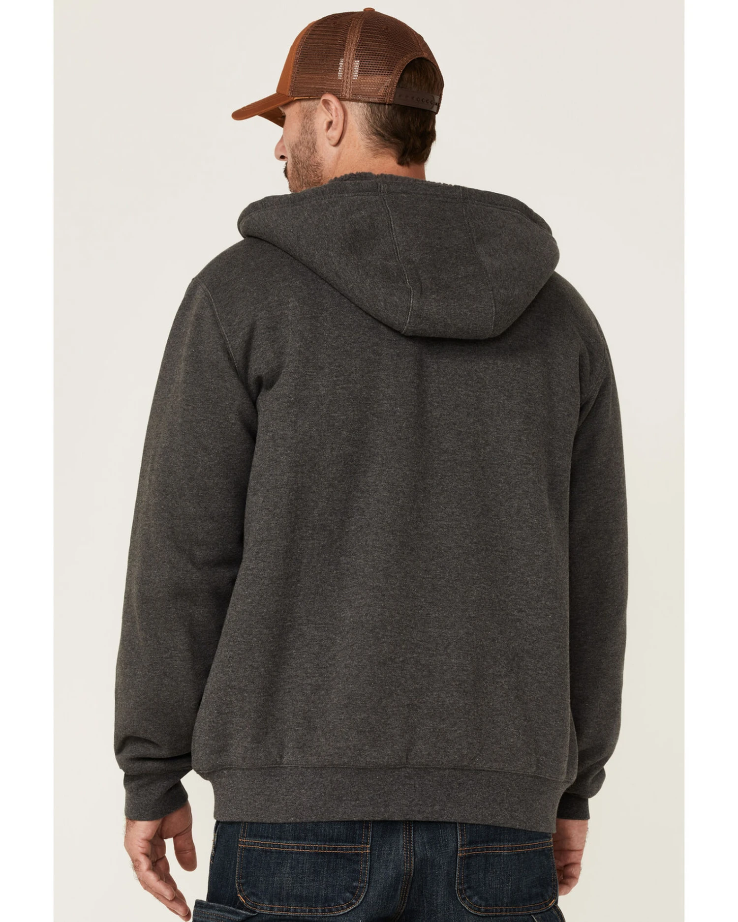 Hawx Men's Charcoal Sherpa-Lined Zip-Front Hooded Work Jacket - Image 4