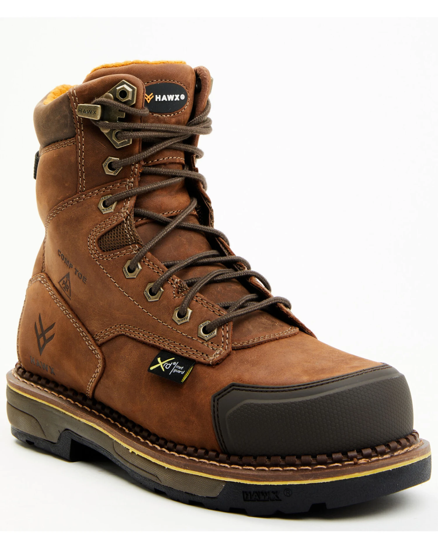 Hawx Men's 8" Internal Metguard Work Boots - Composite Toe - Image 2